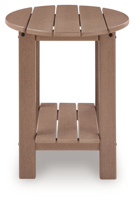 Grover Beach 2 Outdoor Chairs and End Table in Driftwood from Ashley Furniture - Luna Furniture