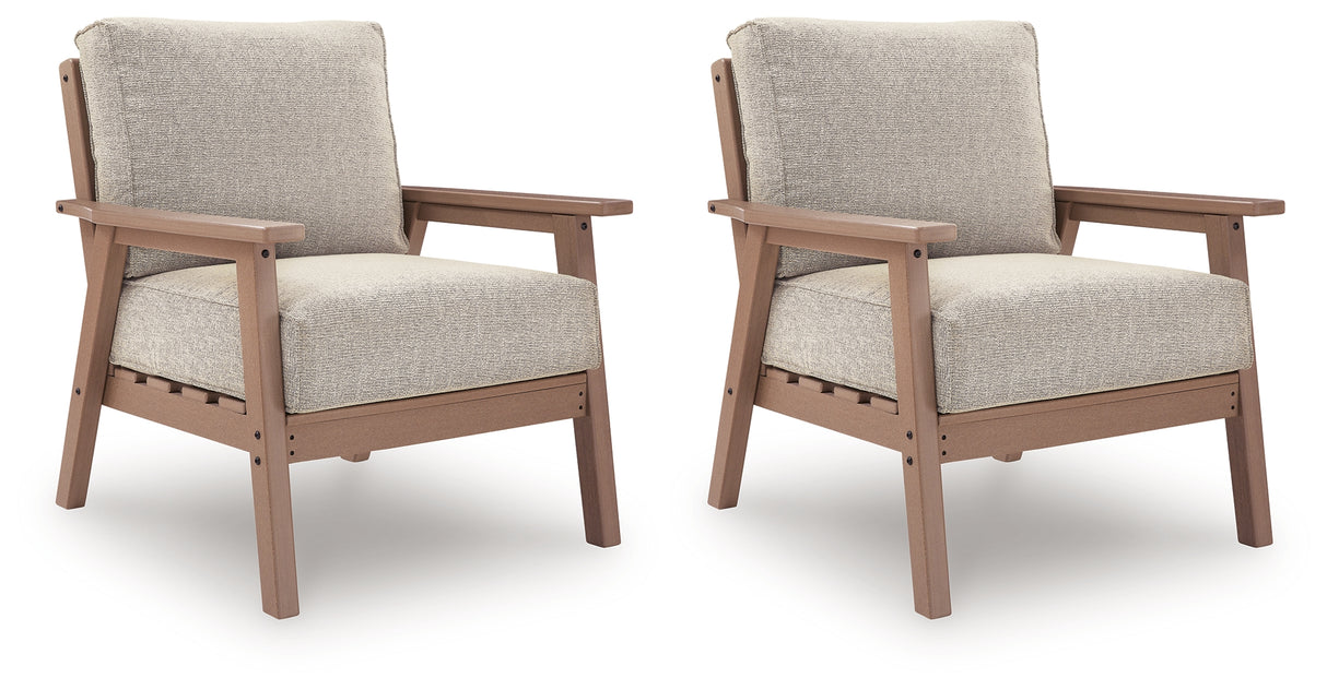 Grover Beach Outdoor Sofa, 2 Chairs, and Coffee Table in Driftwood from Ashley Furniture - Luna Furniture