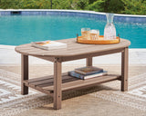 Grover Beach Outdoor Sofa, 2 Chairs, and Coffee Table in Driftwood from Ashley Furniture - Luna Furniture