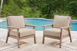 Grover Beach Outdoor Sofa, 2 Chairs, and Coffee Table in Driftwood from Ashley Furniture - Luna Furniture