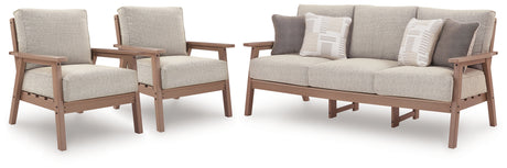 Grover Beach Outdoor Sofa and 2 Chairs in Driftwood from Ashley - Luna Furniture