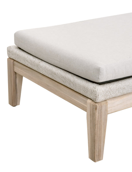 Loom Outdoor Chaise Lounge in Taupe & White Flat Rope, Performance Pumice, Gray Teak from Essentials For Living - Luna Furniture