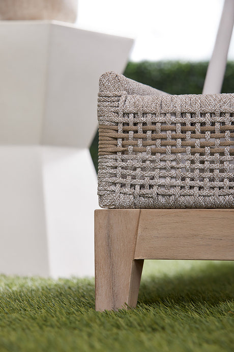 Tapestry Outdoor Chaise Lounge in Taupe & White Flat Rope, Taupe Stripe, Performance Pumice, Gray Teak from Essentials For Living - Luna Furniture