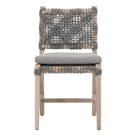 Costa Outdoor Dining Chair in Dove Flat Rope, Performance Dove, Gray Teak, Set of 2 - 6849.DOV/DOV/GT