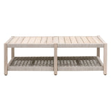 Wrap Outdoor Coffee Table in Taupe & White Flat Rope, Gray Teak from Essentials For Living - Luna Furniture