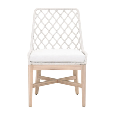 Lattis Outdoor Dining Chair in White Speckle Flat Rope, Performance White Speckle, Gray Teak - 6803.WHT/WHT/GT