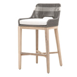 Tapestry Outdoor Barstool in Dove Flat Rope, White Speckle Stripe, Performance White Speckle, Gray Teak from Essentials For Living - Luna Furniture
