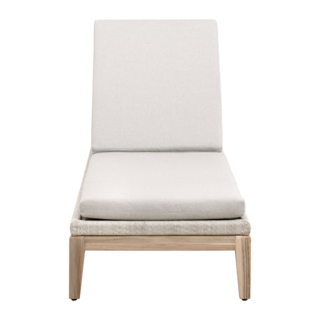 Loom Outdoor Chaise Lounge in Taupe & White Flat Rope, Performance Pumice, Gray Teak - 6823.WTA/PUM/GT
