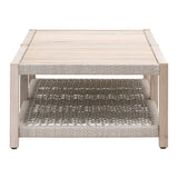 Wrap Outdoor Coffee Table in Taupe & White Flat Rope, Gray Teak from Essentials For Living - Luna Furniture