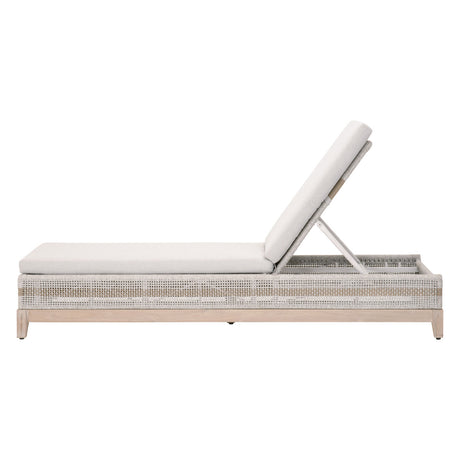 Tapestry Outdoor Chaise Lounge in Taupe & White Flat Rope, Taupe Stripe, Performance Pumice, Gray Teak from Essentials For Living - Luna Furniture