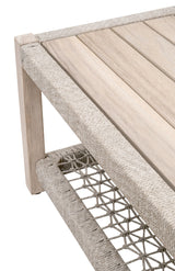 Wrap Outdoor Coffee Table in Taupe & White Flat Rope, Gray Teak from Essentials For Living - Luna Furniture