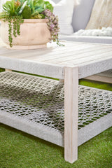 Wrap Outdoor Coffee Table in Taupe & White Flat Rope, Gray Teak from Essentials For Living - Luna Furniture