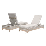 Tapestry Outdoor Chaise Lounge in Taupe & White Flat Rope, Taupe Stripe, Performance Pumice, Gray Teak from Essentials For Living - Luna Furniture