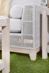 Wrap Outdoor Coffee Table in Taupe & White Flat Rope, Gray Teak from Essentials For Living - Luna Furniture