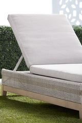 Tapestry Outdoor Chaise Lounge in Taupe & White Flat Rope, Taupe Stripe, Performance Pumice, Gray Teak from Essentials For Living - Luna Furniture