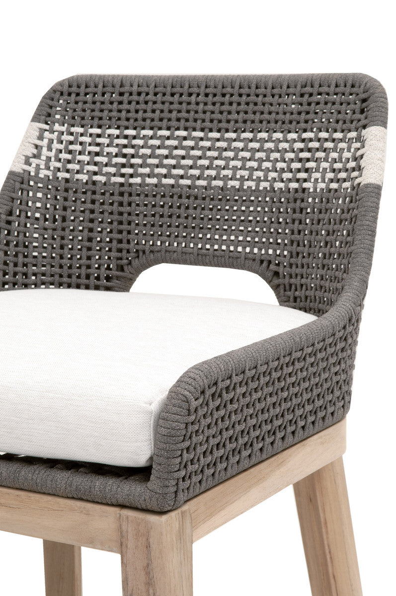 Tapestry Outdoor Barstool in Dove Flat Rope, White Speckle Stripe, Performance White Speckle, Gray Teak from Essentials For Living - Luna Furniture