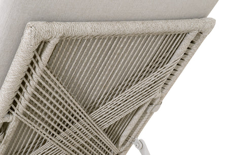 Loom Outdoor Chaise Lounge in Taupe & White Flat Rope, Performance Pumice, Gray Teak from Essentials For Living - Luna Furniture