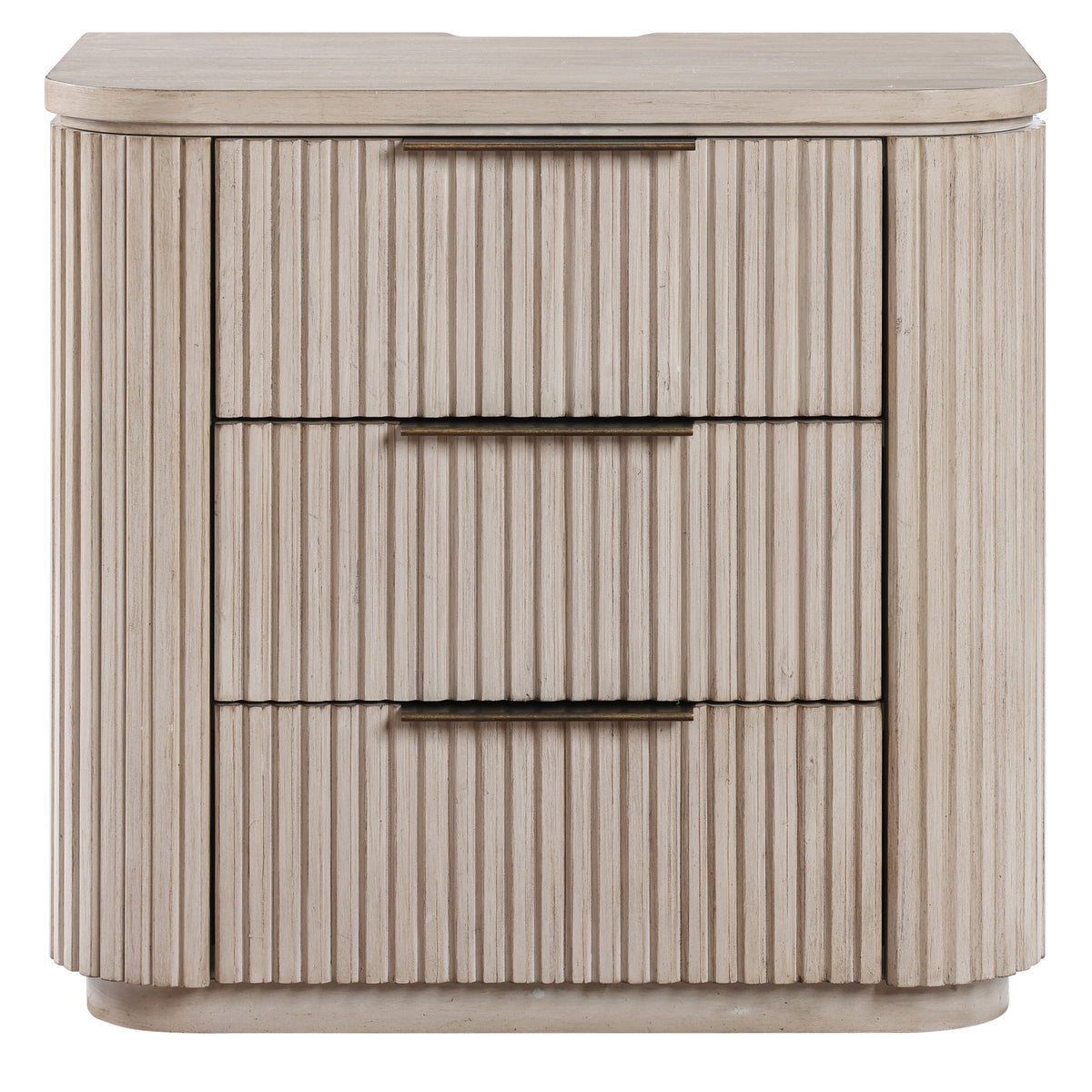 Henry Reeded 3-Drawer Nightstand with USB & Electric Outlets, Tan Finish from Steve Silver - Luna Furniture