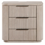 Henry Reeded 3-Drawer Nightstand with USB & Electric Outlets, Tan Finish from Steve Silver - Luna Furniture
