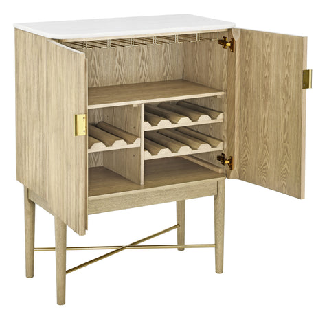 Vida Marble Top WIne Cabinet, Blonde Finish from Steve Silver - Luna Furniture