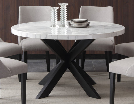 Xena 52-inch Round Dining Table, White Marble Top from Steve Silver - Luna Furniture