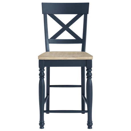 Darcy Midnight Blue/Natural Finish Solid Wood 24″ Counter Stool, Set of 2 from Steve Silver - Luna Furniture