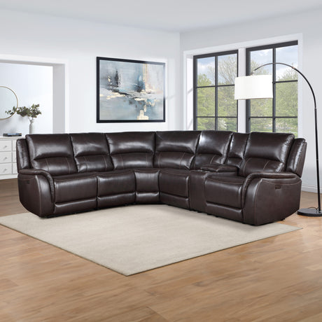 Alexandria Chocolate Top-Grain Leather 6-Piece Power Reclining Set from Steve Silver - Luna Furniture