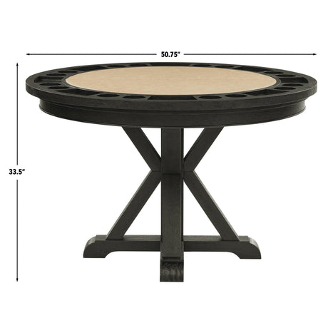 Rylie 48-inch Round Counter Dining Table with 4 Drawers and Game Top, Black Finish from Steve Silver - Luna Furniture