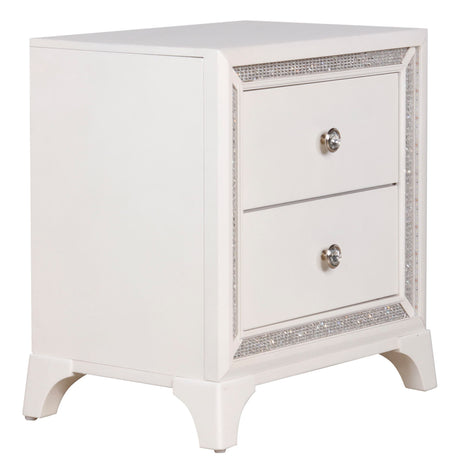 Cassie Illuminating Glam Nightstand, Shimmering Pearl Finish from Steve Silver - Luna Furniture