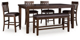 Haddigan Counter Height Dining Table and 4 Barstools and Bench in Dark Brown from Ashley - Luna Furniture