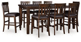 Haddigan Counter Height Dining Table and 8 Barstools in Dark Brown from Ashley - Luna Furniture