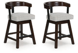 Haddigan Dark Brown Counter Height Barstool (Set of 2), Set of 2 from Ashley - Luna Furniture
