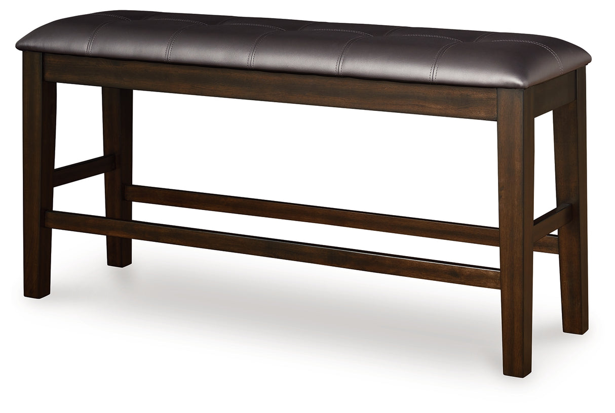 Haddigan Dark Brown Counter Height Dining Bench from Ashley - Luna Furniture