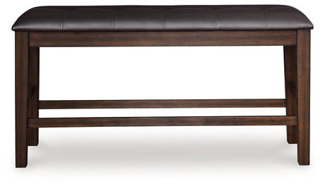 Haddigan Dark Brown Counter Height Dining Bench from Ashley - Luna Furniture