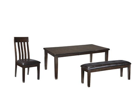 Haddigan Dining Table and 4 Chairs and Bench in Dark Brown from Ashley Furniture - Luna Furniture