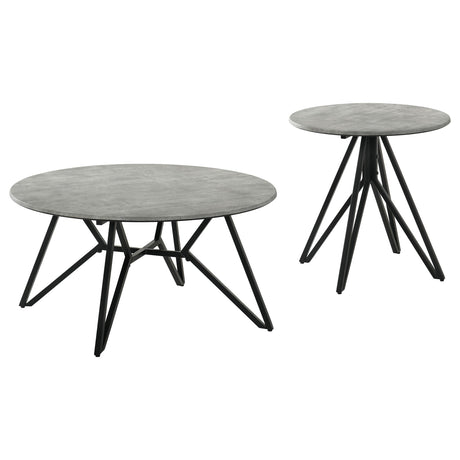 Hadi Cement 2-Piece Round Coffee and End Table Set from Coaster - Luna Furniture