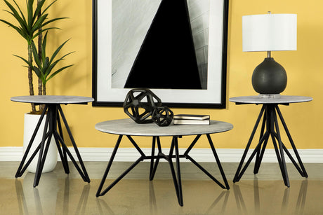 Hadi Cement 3-Piece Round Coffee and End Table Set from Coaster - Luna Furniture