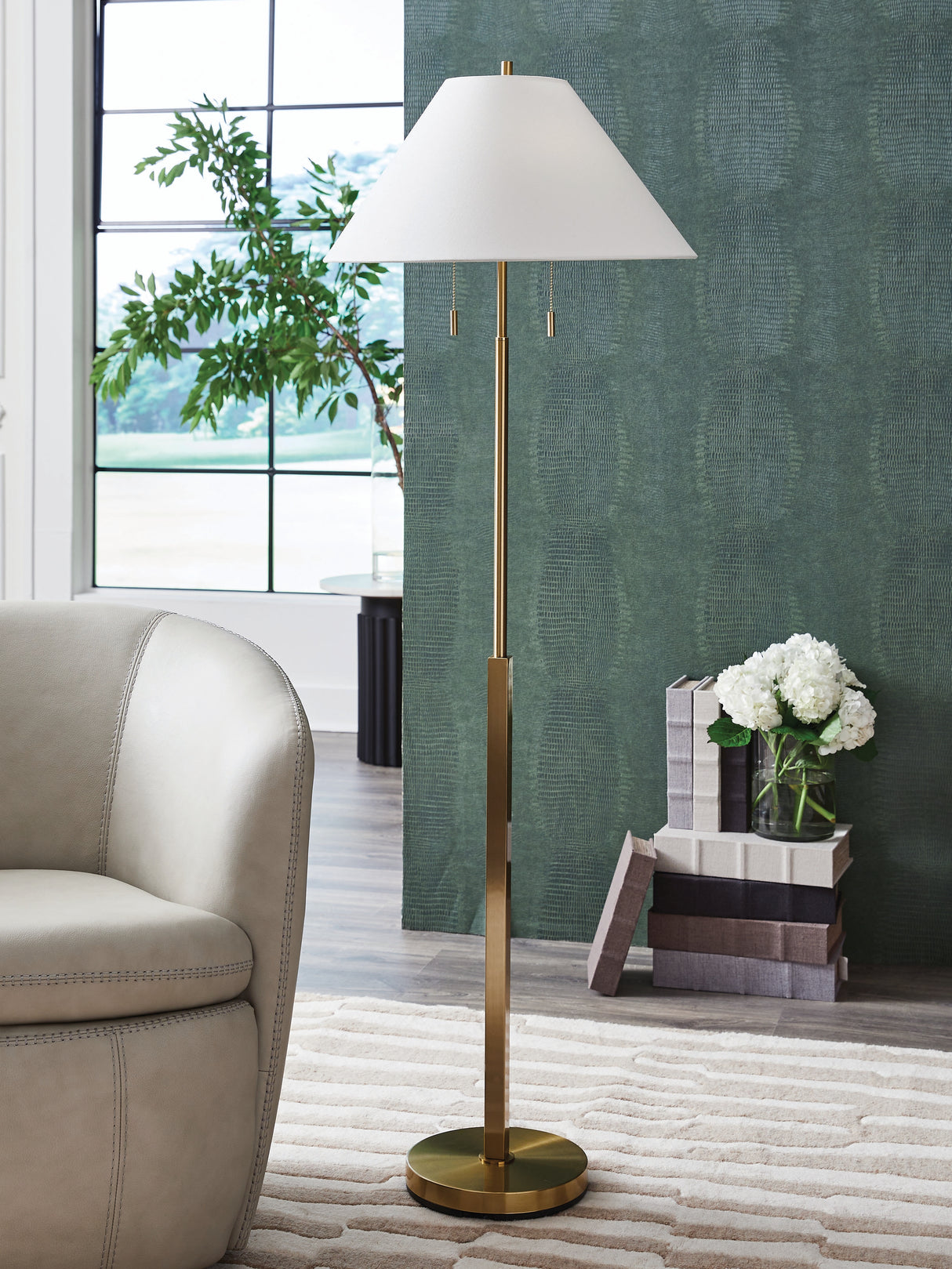 Haigwood Gold Finish Floor Lamp from Ashley - Luna Furniture