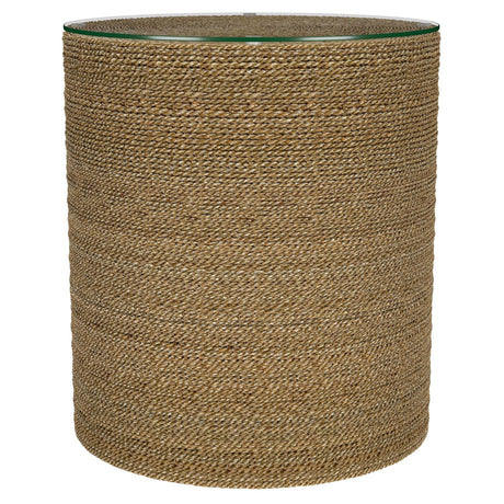 Halden Light Brown Round Woven Seagrass Accent Side Table from Coaster - Luna Furniture