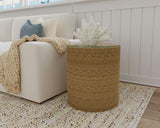 Halden Round Woven Seagrass Accent Side Table Light Brown from Coaster - Luna Furniture