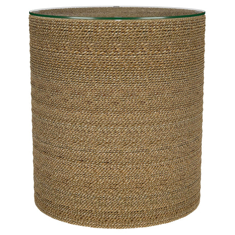 Halden Light Brown Round Woven Seagrass Accent Side Table from Coaster - Luna Furniture