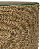 Halden Round Woven Seagrass Accent Side Table Light Brown from Coaster - Luna Furniture