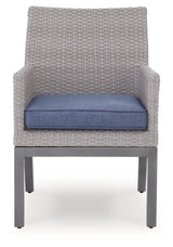 Half Moon Beach Blue/Gray Outdoor Arm Chair with Cushion (Set of 2) from Ashley Furniture - Luna Furniture