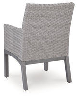 Half Moon Beach Blue/Gray Outdoor Arm Chair with Cushion (Set of 2) from Ashley Furniture - Luna Furniture