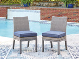 Half Moon Beach Blue/Gray Outdoor Side Chair with Cushion (Set of 2) from Ashley - Luna Furniture