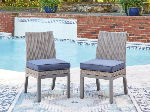 Half Moon Beach Blue/Gray Outdoor Side Chair with Cushion (Set of 2)