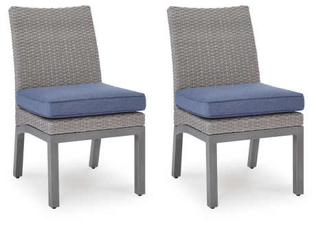 Half Moon Beach Blue/Gray Outdoor Side Chair with Cushion (Set of 2) from Ashley - Luna Furniture