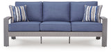 Half Moon Beach Blue/Gray Outdoor Sofa with Cushion from Ashley Furniture - Luna Furniture