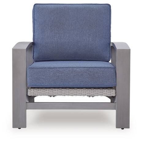 Half Moon Beach Blue/Gray Outdoor Spring Lounge Chair from Ashley Furniture - Luna Furniture