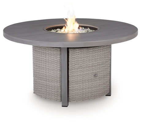 Half Moon Beach Gray Outdoor Fire Pit Table from Ashley Furniture - Luna Furniture